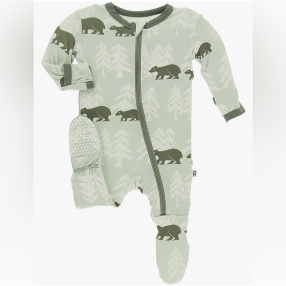 Other - KicKee Pants Print Footie with Zipper Aloe Bears and Treeline bamboo pajamas